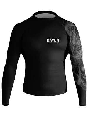 Raven Fightwear Men's Dragon Sleeve BJJ Rash Guard MMA Black  - Image 1 of 3
