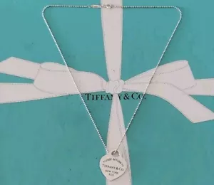 Authentische seltene Tiffany & Co blaue Emaille Medium Herz Anhänger Halskette, Perlenkette - Bild 1 von 12