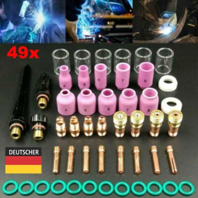 49tlg WIG Zubehör Kit Verschleißteil Set Schweißbrenner Gaslinse für WP17/18/26 - Bild 1 von 4