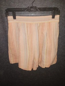 Madewell Shorts Womens XS Orange Multi Stripes Linen Blend Pleated with Pockets - Picture 1 of 8