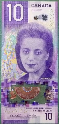 CANADA 10 DOLLARS  FROM 2018,  VERTICAL   NOTE, POLYMER PLASTIC, - Image 1 of 2