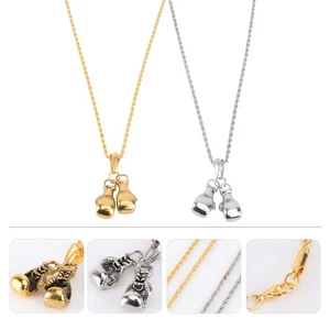  2 Stück One Set Kreative Halskette Boxhandschuhe Halskette Metall Halskette - Bild 1 von 11