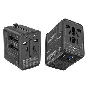 International Power Adapter, Travel adapter w/PD 30W USB-C-2 USB-A Ports Adapter - Picture 1 of 7