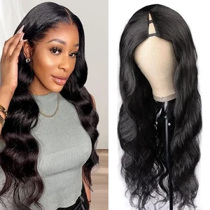V Part Wig Human Hair 18 inch Upgrade U Wigs Body Wave 18 Inch, black - Picture 1 of 6