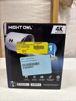 Night Owl WM-CAM-WNP8LBU 4K HD Wi-Fi IP Camera White In/Out Wireless (UNTESTED!) - Image 1 of 4