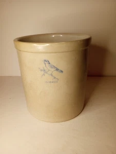BURLEY POTTERY Clay Bird Bluebird Crock USA - Picture 1 of 6