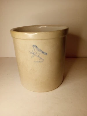 BURLEY POTTERY Clay Bird Bluebird Crock USA - Image 1 of 4