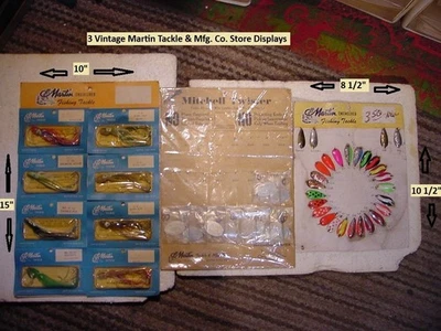 3 Dif. Martin & Mfg. de colección Tackle Co., Seattle, Washington, exhibición de distribuidor de pesca Foto 1 de 4