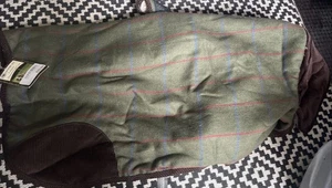 New - Country Pet - Green Luxury Tweed & Faux Fur Lined Dog Coat - 65cm Length - Picture 1 of 7