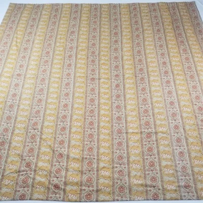 Vintage Traditional Indian Striped Animal & Floral Motif Printed Curtain 303x293 - Image 1 of 4