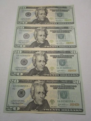 Uncut sheet of four $20 dollar bills - Image 1 of 2