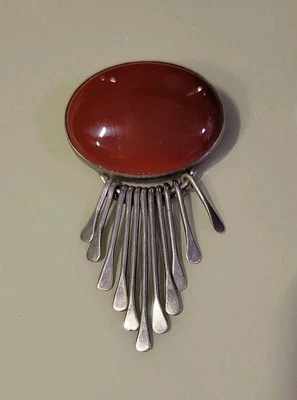 Colgante broche cornalina roja México plata esterlina vintage RIS Foto 1 de 4