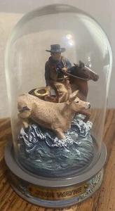 Vintage Franklin Mint John Wayne Round-Up handbemalte LE Glas gewölbte Skulptur - Bild 1 von 5