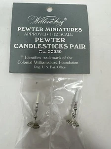 Williamsburg Stieff Dollhouse Miniature 1:12, Pewter Candlesticks NEW in Pack - Picture 1 of 5
