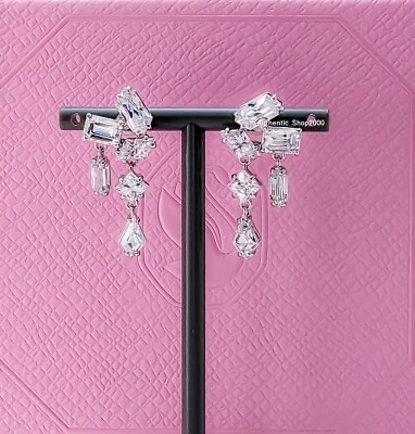 New 100% Authentic SWAROVSKI Rhodium White Crystal Mesmera Drop Earrings 5665825 - Image 1 of 4