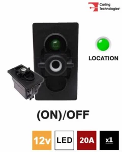 Carling 273.214 V-SERIES Rocker Switch Base 12V (ON)/OFF SP 1xLED GREEN - Imagen 1 de 5