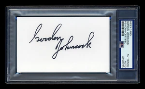 GORDON JOHNCOCK SIGNED MINT INDEX CARD PSA/DNA AUTO 2 TIME INDY 500 CHAMPION - Picture 1 of 1