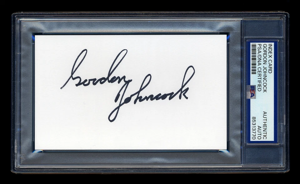 GORDON JOHNCOCK SIGNED MINT INDEX CARD PSA/DNA AUTO 2 TIME INDY 500 CHAMPION - Image 1 of 1