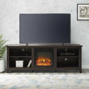 Fireplace TV Stand for TVs up to 78 in. Plug In Espresso Traditional Wooden New - Picture 1 of 7