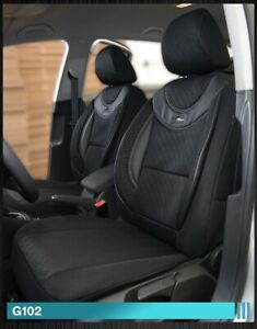 Schwarz/Blau Naht Sitzbezüge I Komplettset Passend für Suzuki Celerio Auto