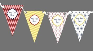 Red Blue Yellow Nautical Anchor Chevron Personalised Birthday Party Bunting - Picture 1 of 1