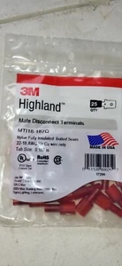 3M Highland Nylon Fully Insulated Male Disconnect Terminal,AWG 22-18 25 Piece Pk - Picture 1 of 3