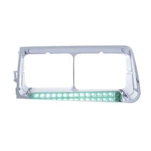 14 LED Freightliner FLD Headlight Bezel (Driver) - Green LED/Clear Lens - Bild 1 von 4