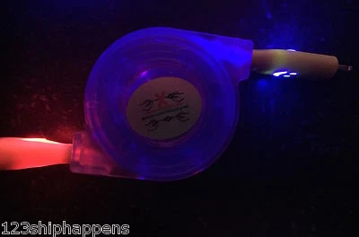 3ft RETRACTABLE LED light charger usb cable FOR apple iPhone 7 6 6s plus 5 5S 5C - Image 1 of 3