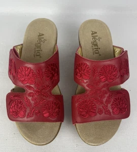 Sandale Algerien 39 (8,5) rot Leder mit Blumenstickerei BRANDNEU - Bild 1 von 8