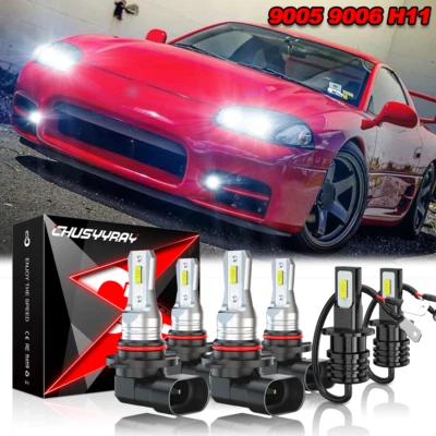 For Mitsubishi 3000GT 1994-1999 6000K LED Headlight Fog Light Bulbs Combo KIT - Image 1 of 4