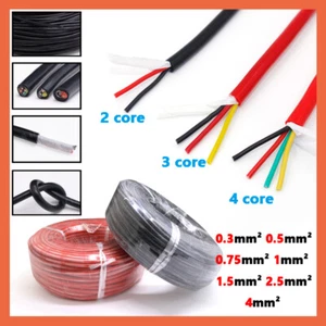 Flex Soft Silicone Wire Cable 0.3/0.5/0.75/1/1.5/2.5/4mm² Black Red 2 3 4 Core - Picture 1 of 11