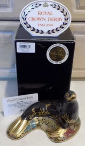 Royal Crown Derby Paperweight SEA LION BLACK Gold Stopper & Boxed with Cer't - Picture 1 of 12