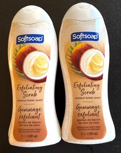 (2) Sapone morbido burro di cocco scrub lavaggio corpo esfoliante lavaggio corpo 20 fl oz ciascuno - Foto 1 di 4