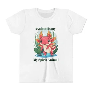 Axolotl Spirit Animal Youth Tee Cute Kids Shirt Animal Lover Gift Fun Summer - Picture 1 of 18