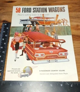1958 Ford station wagons, Beach cover , pamphlet,dealer,used - Picture 1 of 6