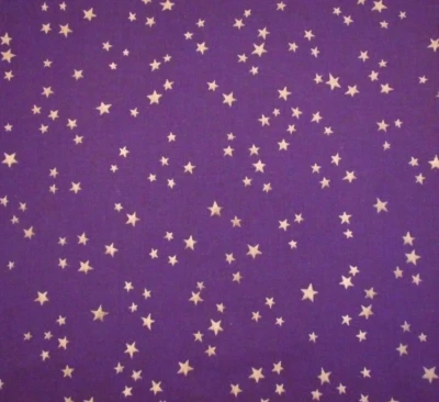 Quilt Fabric By The Yard Metallic Silver Stars on Purple Cotton Vtg Nov - Image 1 of 2