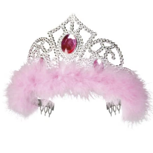 Diadem Jasmin silber mit pinkem Stein und rosa Marabu - Bild 1 von 2
