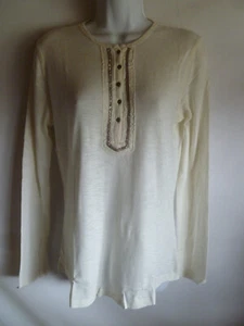 Ralph Lauren Chaps Top T-shirt Designer Sequins 100% Genuine New XL Cream - Picture 1 of 24