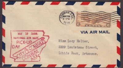 1938 National Air Mail Week Conway Arkansas AR with cachet - Image 1 of 2