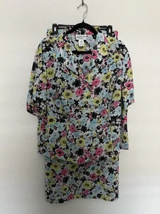 Vintage Pendleton Midi Skirt Blouse Plus Floral 2X 18W Short Sleeve Button - Picture 1 of 10