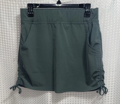 Marika Active Skort Sz Small Green Khaki Performance Golf Ruched Adjustable Hem - Image 1 of 4