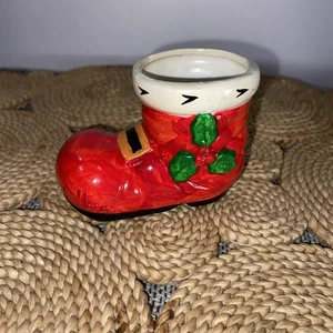 Vintage Weihnachten Keramik Santa Stiefel Zahnstocher Halter Made In Sri Lanka - Bild 1 von 11