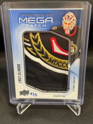2024-25 UD Premier MEGA PATCH Linus Ullmark Shoulder Logo #4/5 Senators SSP - Image 1 of 2