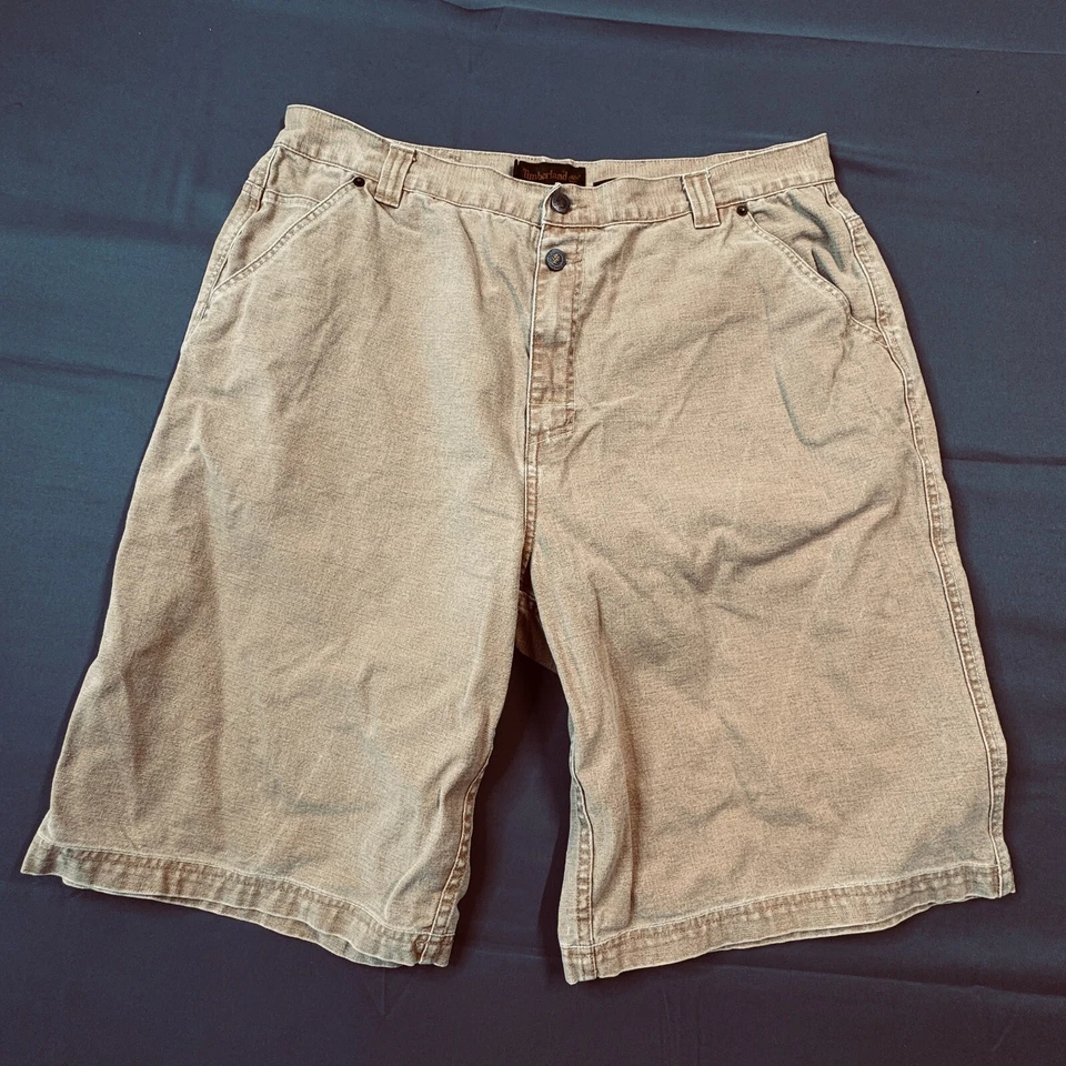 Pantalones Cortos de Denim Timberland Y2K Para Hombres Talla 36 De Colección Tostados Old School Sueltos Jeans Resistentes Foto 1 de 4