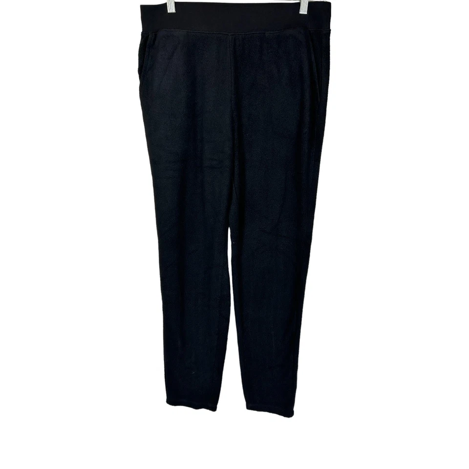 Denim & Co. Comfort Zone Petite Baby Sherpa Slim Straight Pants Black PXL Size - Image 1 of 2