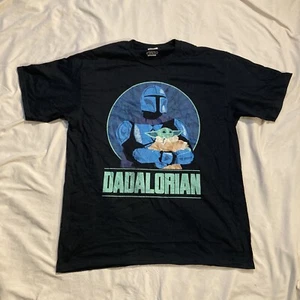 Star Wars Dadalorian LARGE Black T-Shirt Fathers Funny Mandalorian  - Picture 1 of 7