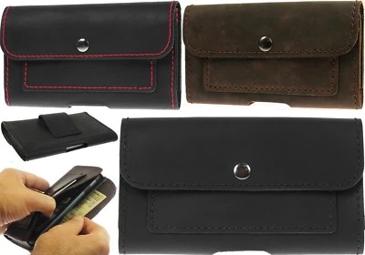 HANDCRAFTED LEATHER WAIST POUCH CASE COVER WITH 2 CARD POCKETS FOR APPLE IPHONE - Image 1 of 4