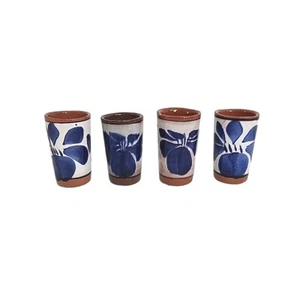 Terracotta Tequileros Shot Glass Set Of 4 Ceramic Vtg Mexico Pottery Folk Art - Picture 1 of 13