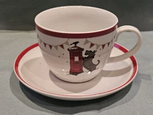 The Scottish Terrier Christmas Postbox Fine Porcelain Breakfast Tea Cup & Saucer - Picture 1 of 5