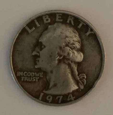 1974 Washington Quarter Dollar Coin Circulated No Mint Mark Error Not Certified Cover